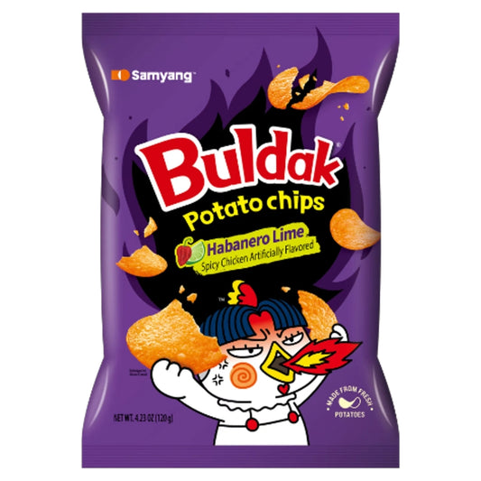 Ljubičasta vrećica Buldak Potato čipsa s habanero chili i limetom, Samyang