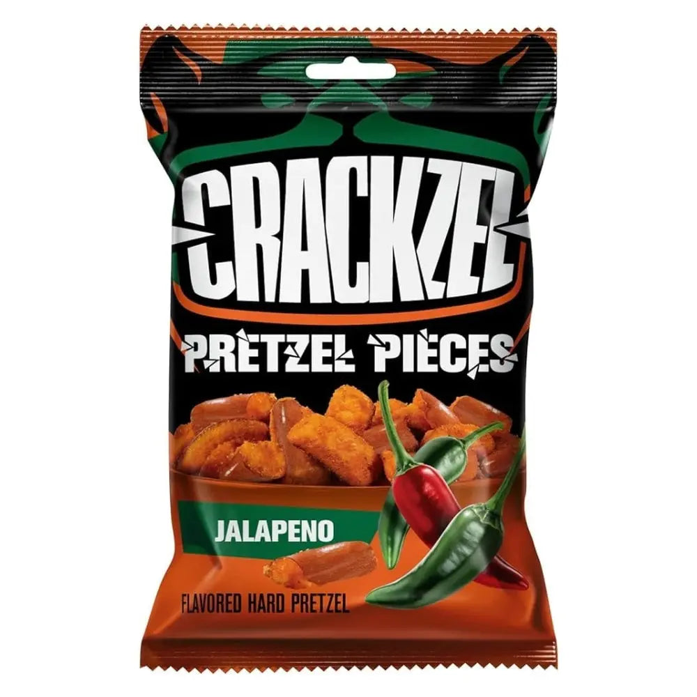Pakiranje Crackzel tvrdih pereca Jalapeno, s prikazom čilija i papričica