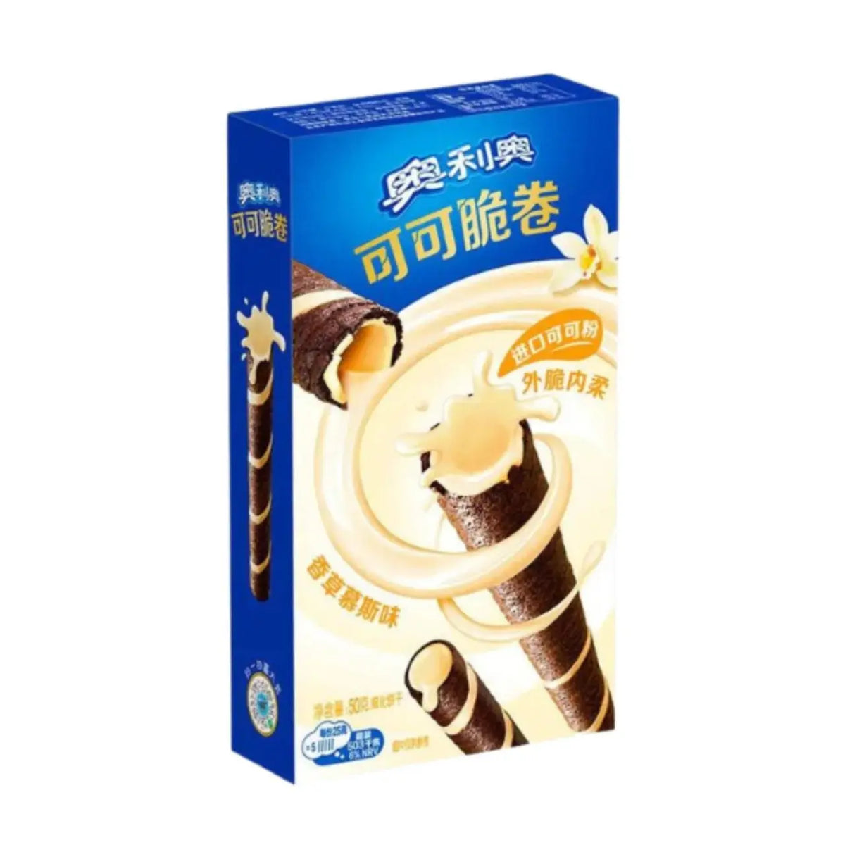 Oreo vanilin rolada 50 g, plava kutija s kremom i čokoladom