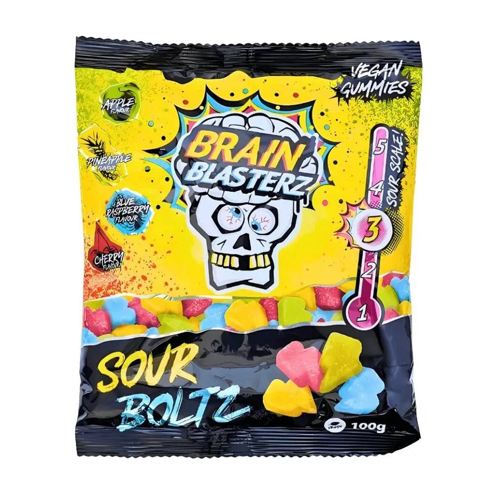 Brain Blasterz kiseli Boltz 100 g, vrećica s voćnim gumenjacima u obliku kockica